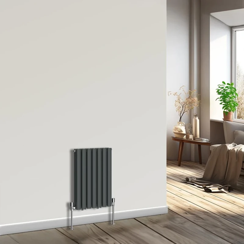 NRG Horizontal Oval Column Radiator 600x413mm Double Panel Designer Bathroom Central Heating Anthracite