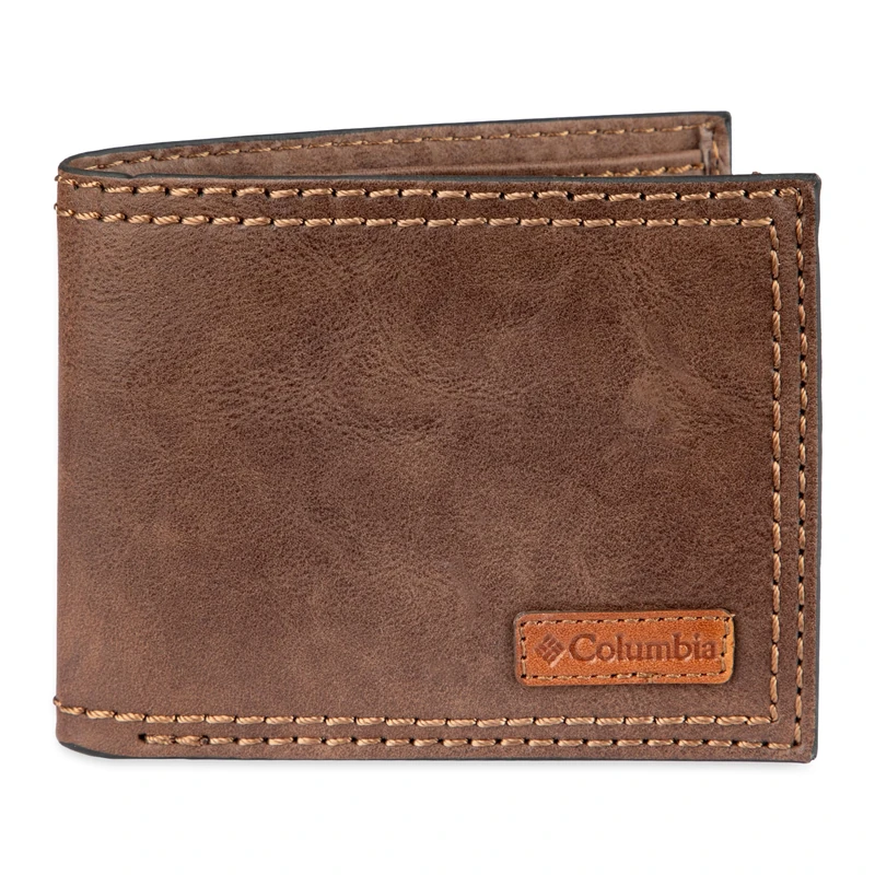 Columbia Men's RFID Blocking Passcase Bifold Wallet Bi-Fold, Dark Tan, One Size - Image 1
