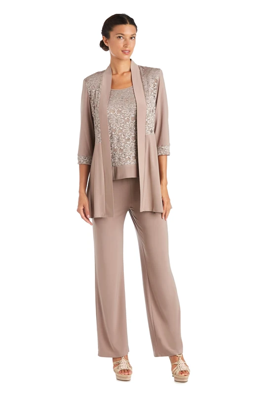 R&M Richards Women's Plus Size Lace Business Suit Pants Set, Mocha, 16 (Pack of 2)