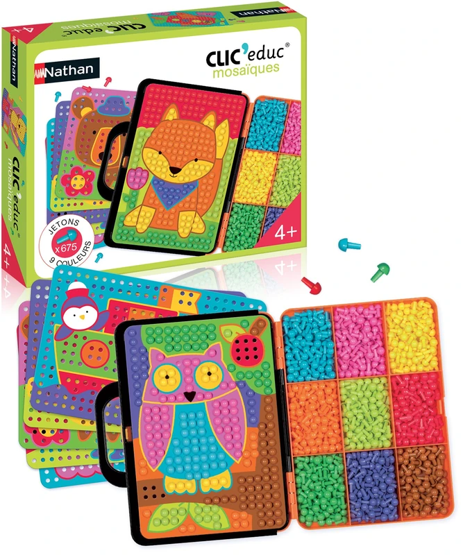 Nathan -Clic educ Mosaic Colour Learning Game from 4-6 Years, 31607, Multi-Coloured