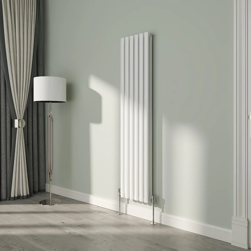 NRG White Oval Radiator Vertical 1600x354mm Double Panel Central Heating Radiators Perfect for Bathrooms Kitchen Living Room
