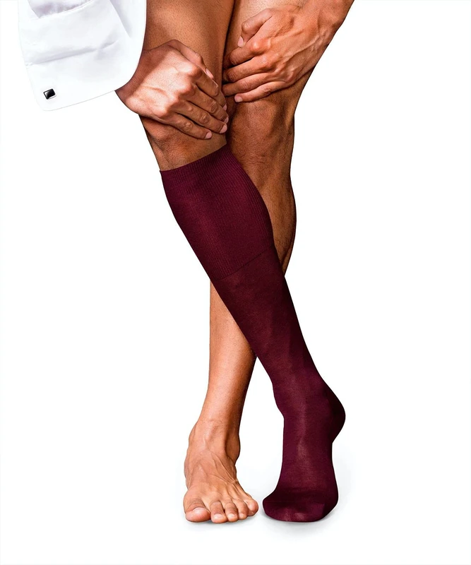 FALKE Men's No. 9 M Kh Cotton Long Plain 1 Pair Knee-High Socks, Red Barolo 8596, 10-11