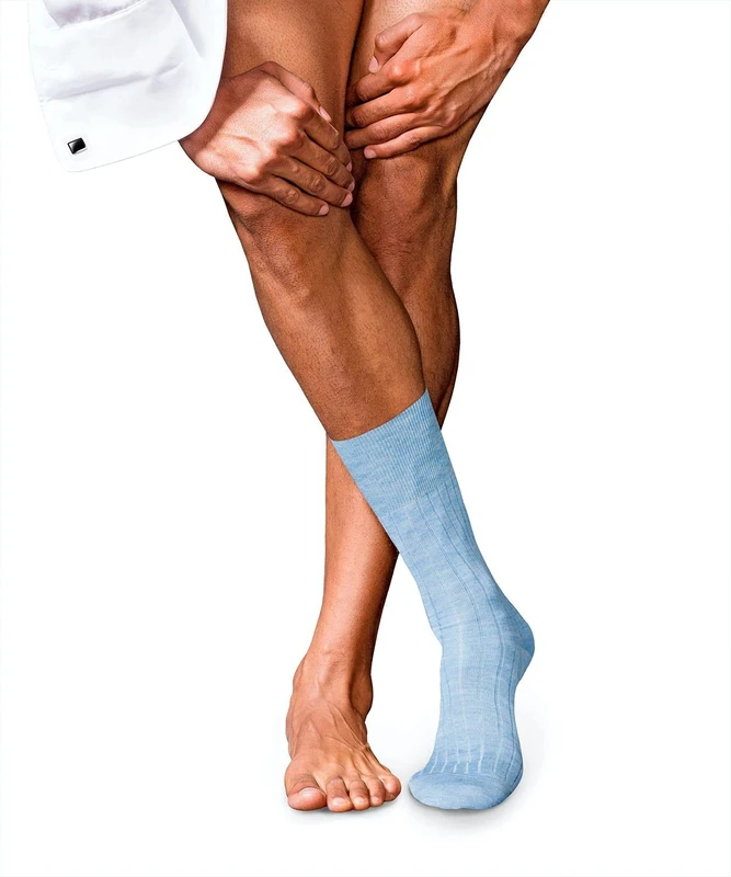 FALKE Men's No. 2 M So Cashmere Plain 1 Pair Socks, Blue Bleue Melange 6266, 7-8