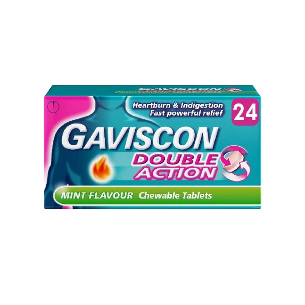 Gaviscon Double Action Tabs Heartburn Indigestion Mint 24s