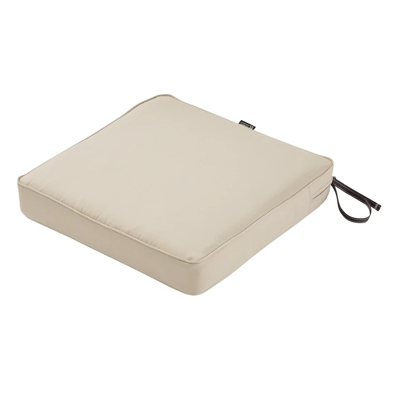 Classic Accessories Montlake FadeSafe Square Patio Dining Seat Cushion - 3" Thick - Heavy Duty Outdoor Patio Cushion with Water Resistant Backing, Antique Beige, 19" W x 19" D x 3T (62-008-BEIGE-EC)