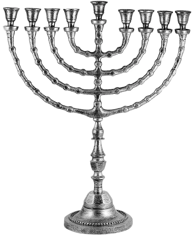 Zion Judaica Extra Large Traditional Chanukah Menorah use with Candles or Oil Cups Antique Looking Hanukkah Minorah, for Shul, Synagogue, Temple 21" Tall