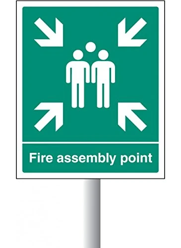 Caledonia Signs 52113 Fire Assembly Point Aluminium c/w Channel, 450 mm x 600 mm,green