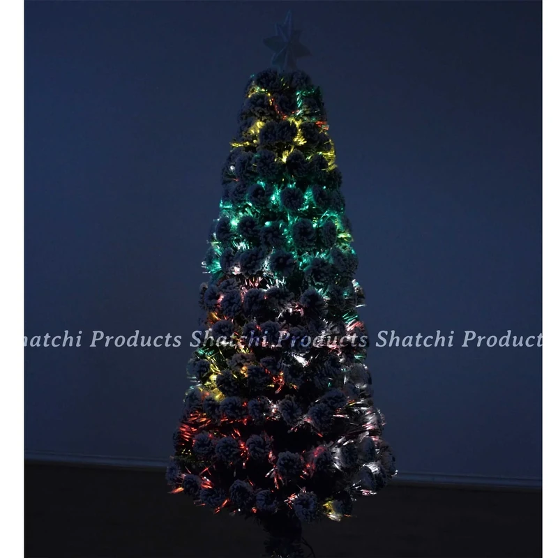 Shatchi 4ft -1200cm LED Pre-Lit Fibre Optic Christmas Tree with snow effects Xmas Light Decoration prelit Pre Li4