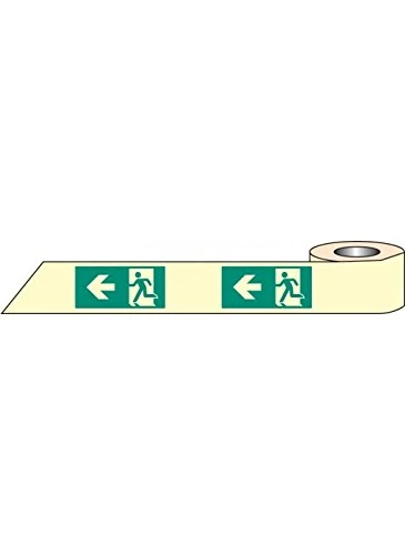 Caledonia Signs 58654 Photo luminescent Tape, Man Arrow Left, 10000 mm x 80 mm