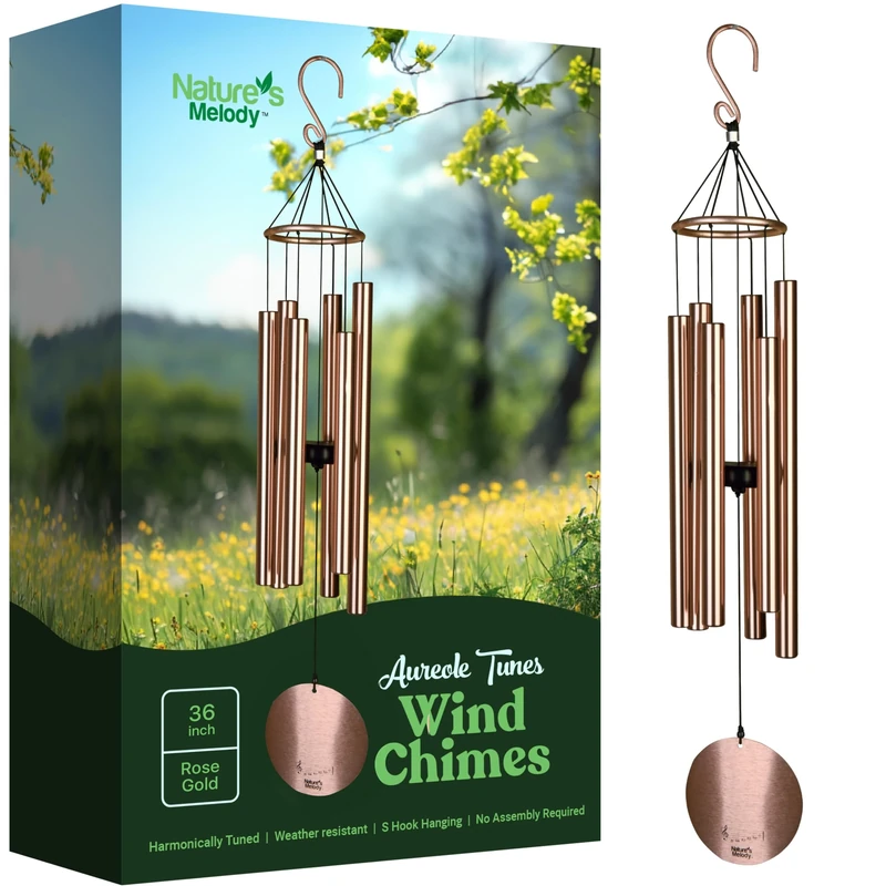 Nature's Melody 36" Aureole Tuned Wind Chime (Rose Gold)