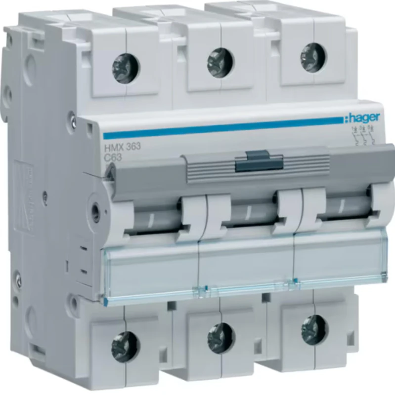 Hager HM Series - Automatic Magnetic Thermal Series -HM Curve-C 50KA 3-Pole 63A
