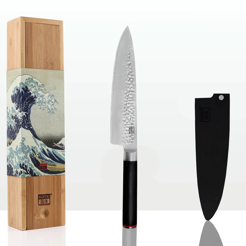 Kotai | Chef's Knife Gyuto | Professional Chef's Knife | Japanese Chef's Knife | 20 cm Blade | Hand Forged Knives | Ultra-Sharp 440C Japanese Stainless Steel | Pakkawood Handle | Full Hidden Tang