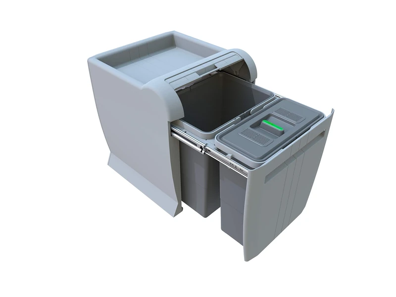 Elletipi City PTA 4040 A Differentiated Pull-Out Bin for Base, Grey, 35 x 42 x 44 cm