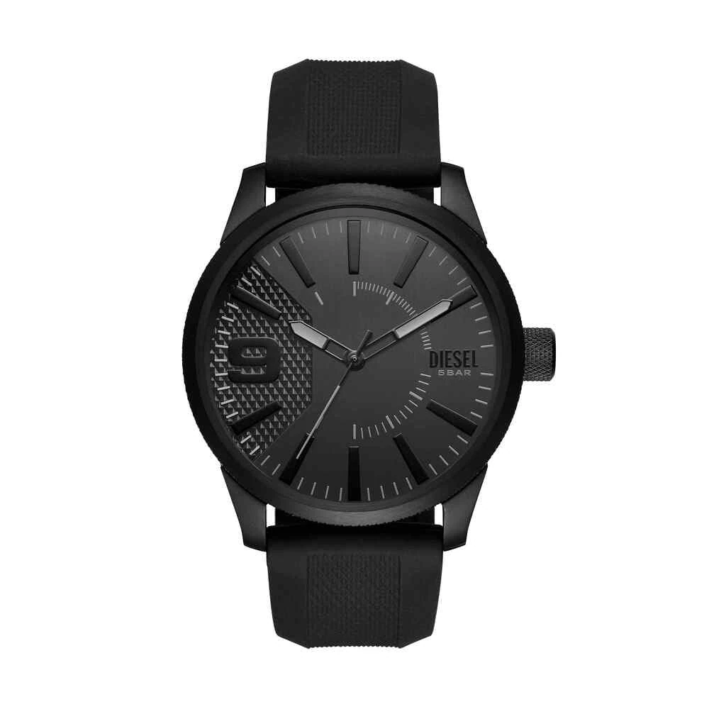Diesel Watch for Men Rasp, Quartz Movement, 46 mm Black Stainless Steel Case with a Silicone Strap, DZ1807