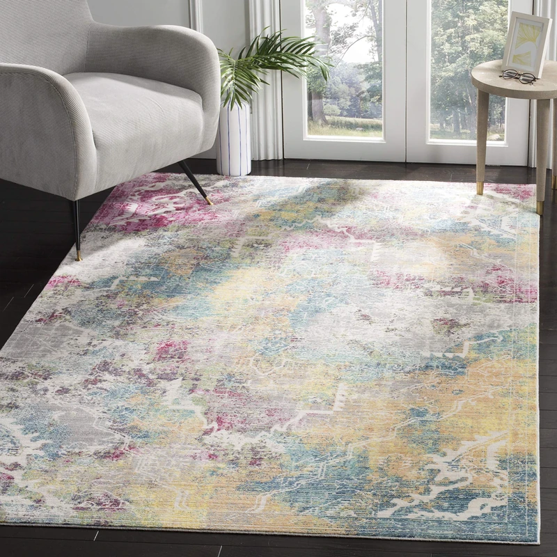 Safavieh Metro-Mod Indoor Woven Rectangle Area Rug, Mystique Collection, MYS921, in Multi, 122 X 183 cm for Living Room, Bedroom or Any Indoor Space