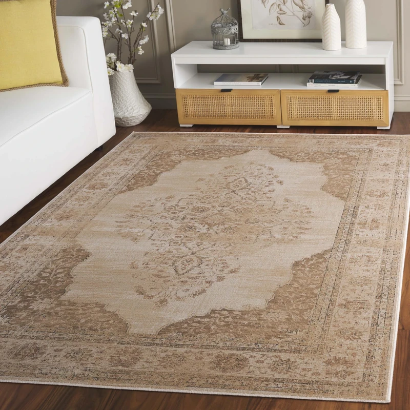 Safavieh Traditional Indoor Woven Rectangle Area Rug, Vintage Collection, VTG122, in Creme, 160 X 229 cm for Living Room, Bedroom or Any Indoor Space