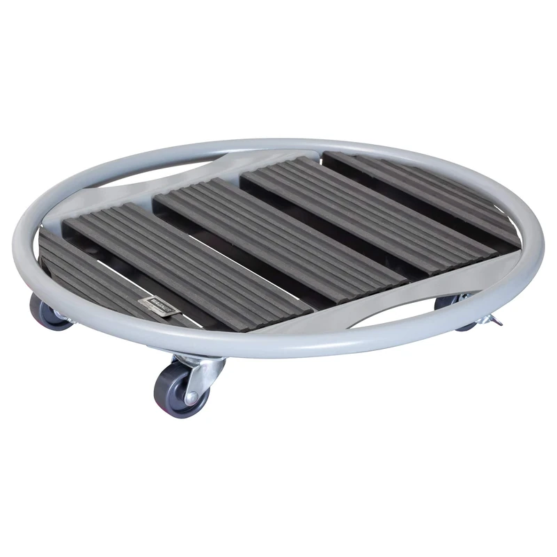 WAGNER Plant trolley VENEZIA WPC Ø 38 x 7,5 cm I Container & Flower trolley for indoor + outdoor use I FSC® Wood plastic composite/metal, charcoal I 2 breaks I Load capacity 70 kg - 20707601
