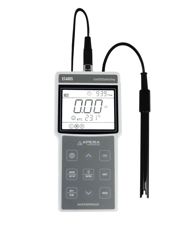 Apera Instruments AI422 EC400S Portable EC (Conductivity)/TDS/Salinity/Resistivity) Meter Kit, GLP Data Management (500 Groups of Data Storage), USB Data Output, 1.3" Height, 3.4" Wide, 7" Length