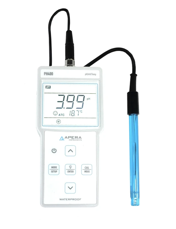 PH400 Portable pH Meter Kit, 0.01 pH Accuracy, 0-14.00 pH Measuring Range, Probe with 3ft cable, 3-Point Auto Calibration, pre-mixed buffers included