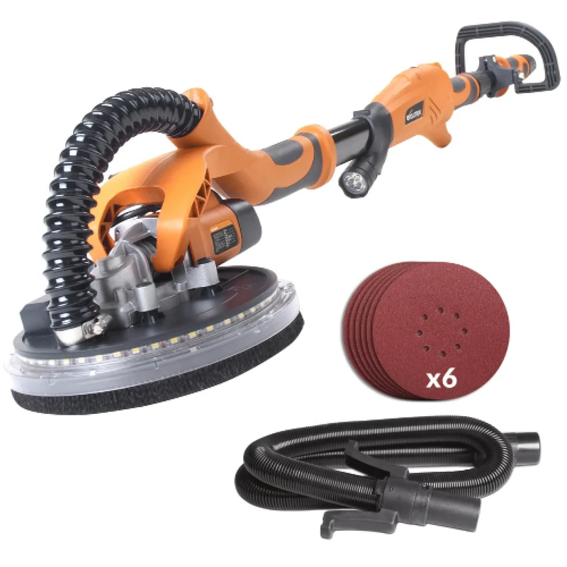 Evolution Power Tools R225DWS Telescopic Dry Wall Sander with LED Torch and 6 Sanding sheets, 225 mm