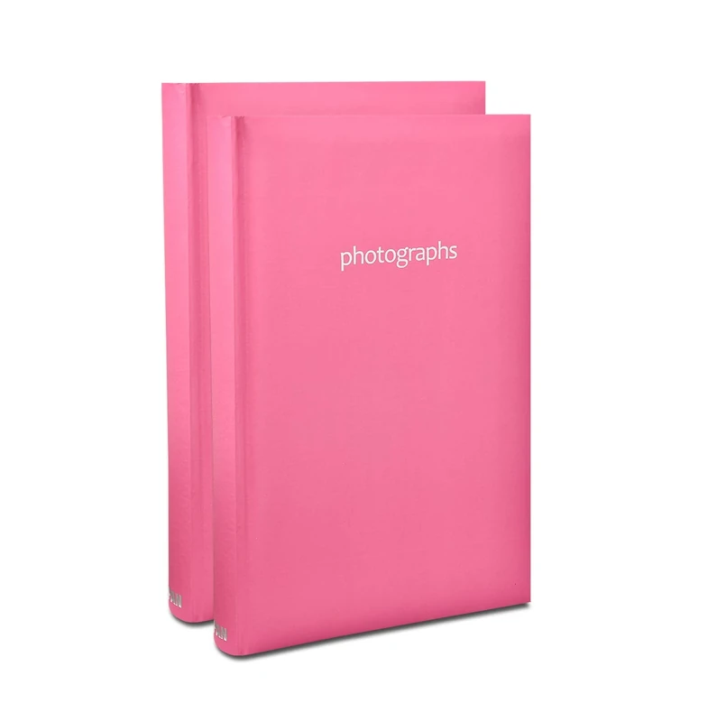 ARPAN 2 x Photo album Memo Slip In Case Photo Album For 300 x 4 x 6 Inch / 10x15 cm Photos (Pink)