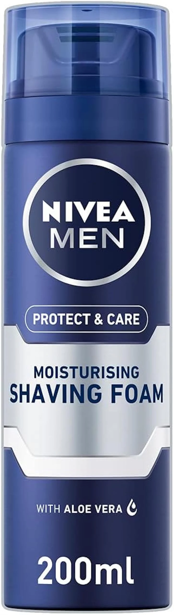 NIVEA MEN Protect & Care - Moisturising Men Shaving Foam - Beard Care - Enriched With Aloe Vera & Pro-Vitamin B5 - Smooth Glide & Close Shave - 25% Recycled Can - For Dry Skin - Pack 200 ml x 6