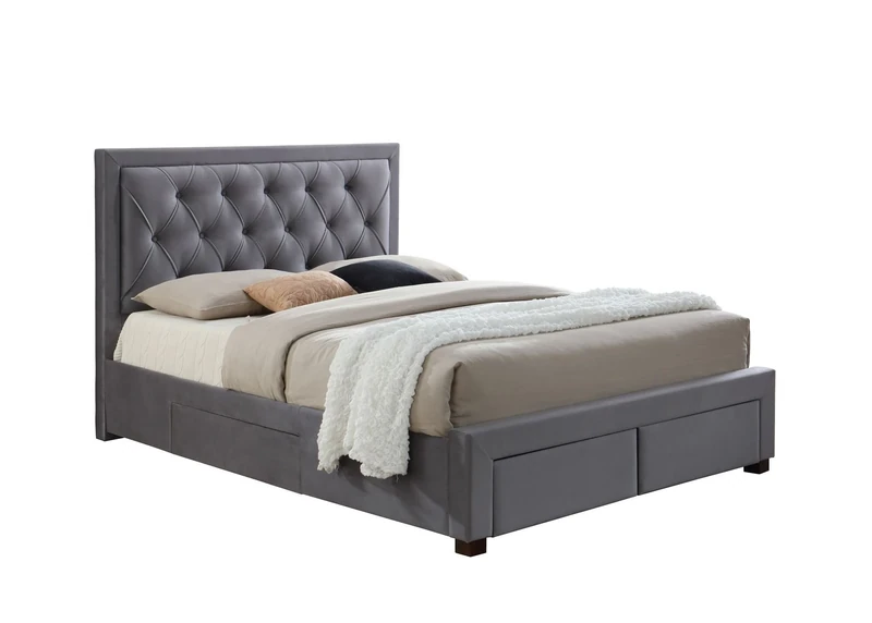 Birlea, Woodbury Fabric Bed, Grey Velvet, 150cm