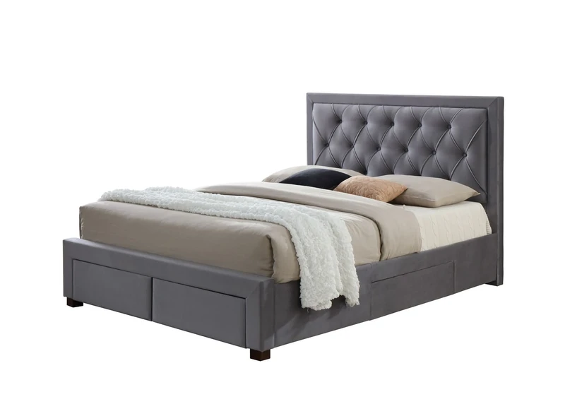 Birlea, Woodbury Fabric Bed, Grey, Velvet Fabric, 180cm
