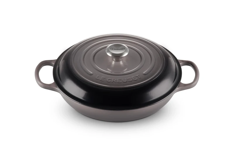 Le Creuset Signature Enamelled Cast Iron Shallow Casserole Dish With Lid, 30 cm, 3.5 Litres, Flint, 21180304442430