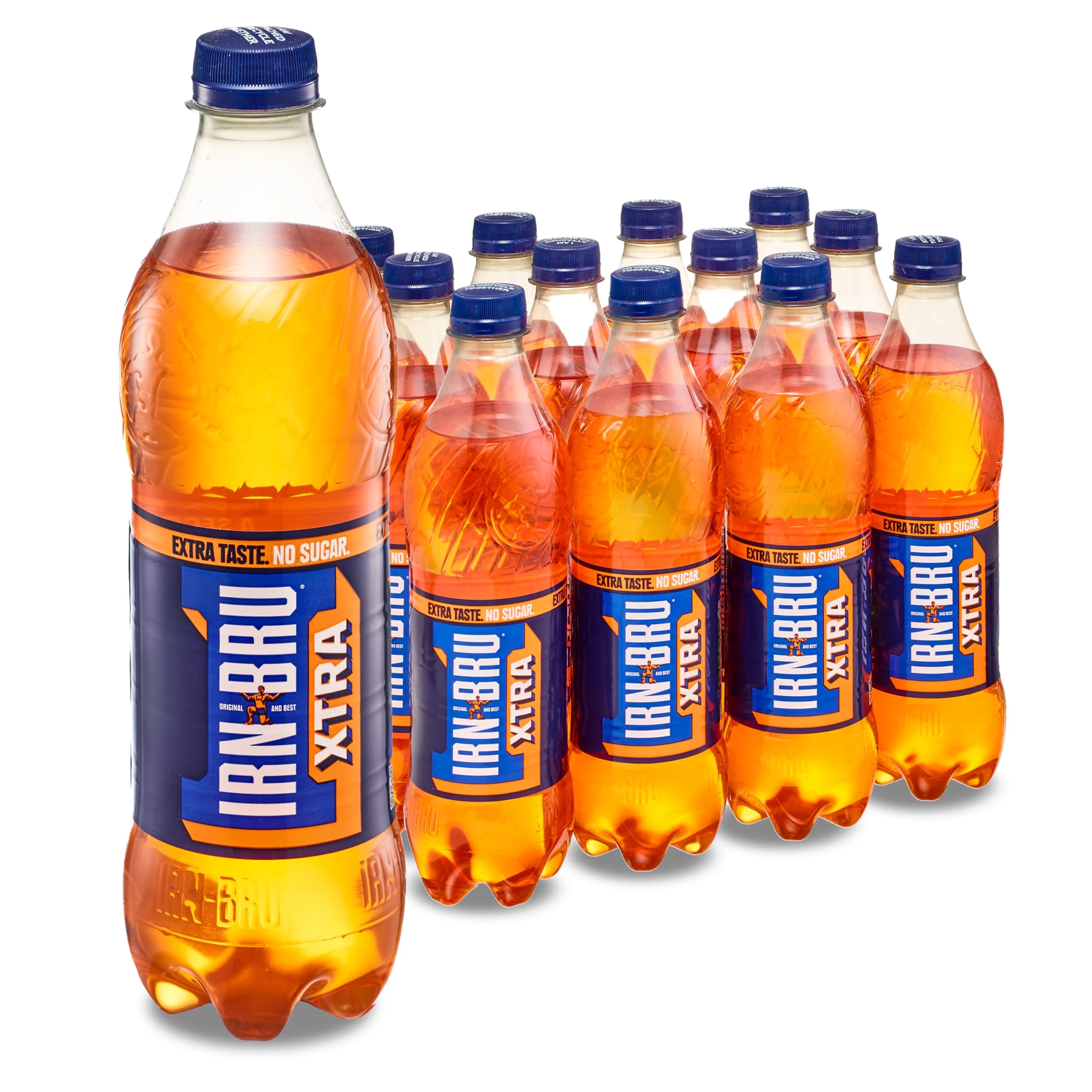 IRN-BRU XTRA, 12 Pack Zero No Sugar & Low Calorie Fizzy Drinks Multipack Bottles - 12 x 500ml Bottles