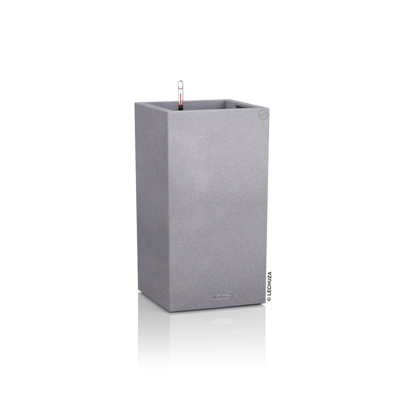 Lechuza Self Watering Plant Pot CANTO Stone 30 High Large Plastic Indoor and Outdoor Plant Pot with Drainage Hole H56 L30 W30 cm Stone Grey