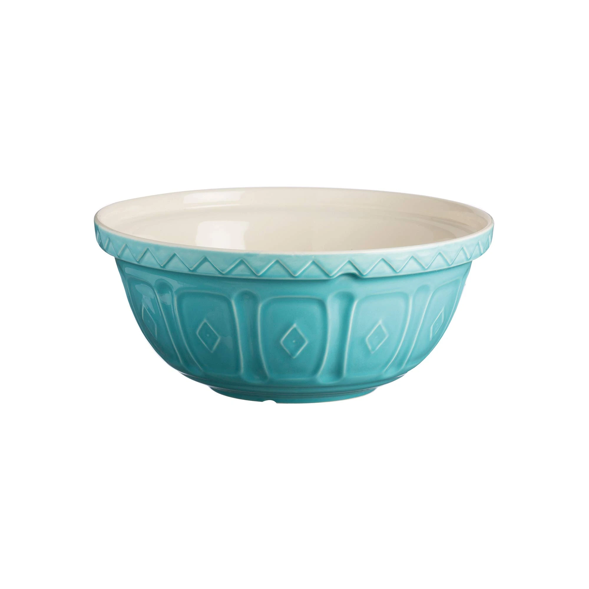Mason Cash Colour Mix Turquoise Mixing Bowl | 2 Litre Capacity | 24cm Earthenware Bowl with Classic Pattern Design | Dishwasher Safe | Ideal for Baking, Pastry, Cakes, Cookies & Family Baking