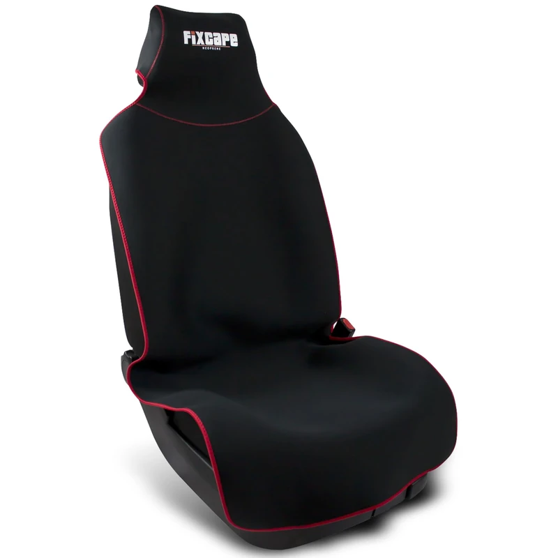 fixcape neoprene - universal waterproof Car Seat Covers, Easy to Fit Seat Cover, Car Seat Protectors, Front Seat Covers, Optimized Size 145x58 cm (black/red)