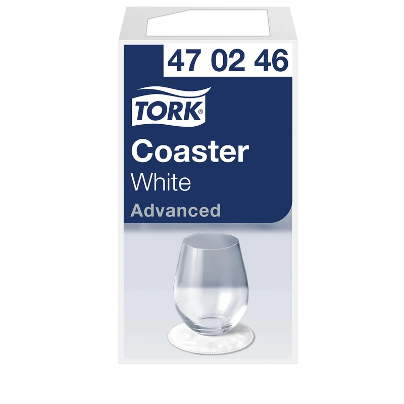 Tork White Round Paper Coaster, Extra Thick, 12 x 250 Coasters, 470246 - Image 1