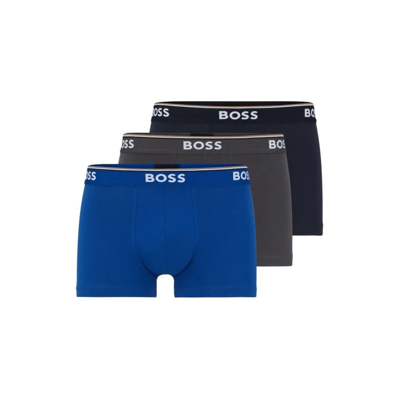 HUGO Men's 3-Pack Stretch Cotton Regular Fit Trunks, Navy/Charcoal/Blue, XL (Pack of 3) - Image 1