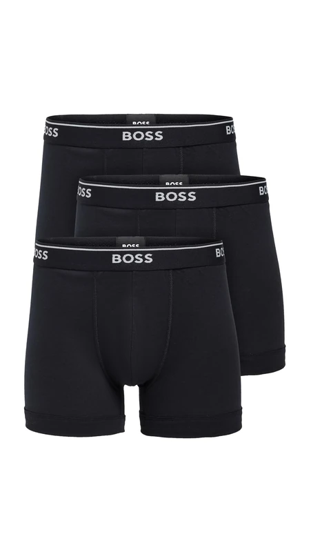 BOSS Men's 3-Pack Cotton Boxer Brief, Midnight Black, S (Pack of 3)