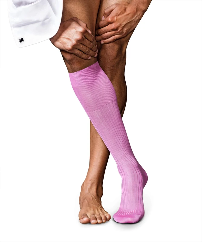 FALKE Men's Luxury Line No. 10 Knee-High Socks Pure Fil d´Écosse Cotton Black Grey More Colours Thin Fine Long Length Plain Pattern With Rib For Summer Dress Casual Looks Or Work 1 Pair