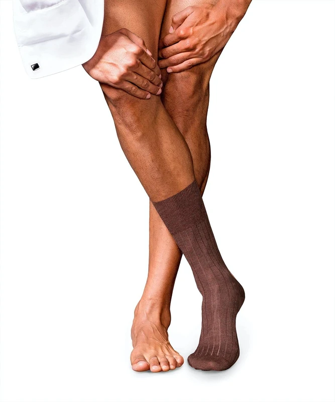 FALKE Men's No. 2 M So Cashmere Plain 1 Pair Socks, Brown Teak Melange 5456, 5.5-6.5