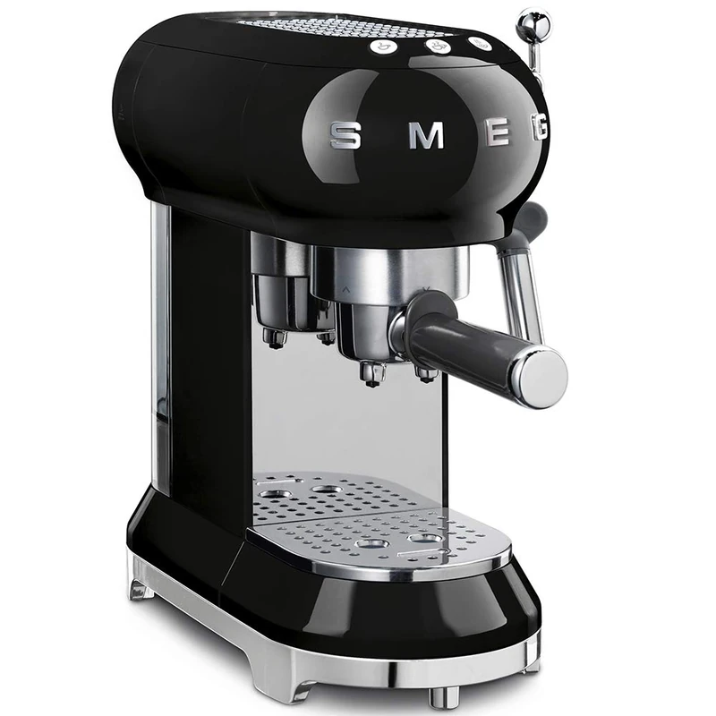 Smeg ECF01BLUK 50's retro style espresso coffee machine, stainless steel filter holder, an anti-drip system, 1L, Black - Image 1