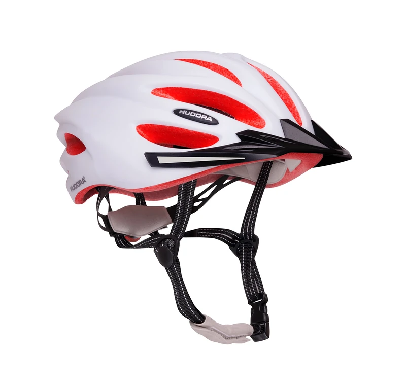 HUDORA Basalt Women Men's Bicycle Helmet, White/Orange - Image 1