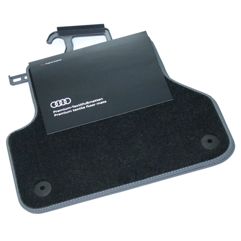 Audi 8 W0061276MNO Premium Textile Foot Mats Rear Set of 2, Black/Steel Grey