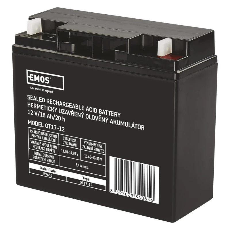 Emos Maintenance-Free Lead Acid Battery 12 V 18AH – Pack of 1 B9655