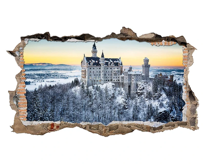 E148 Winter Scene Gothic Castle Forest Mountains Wall Decal Poster 3D Art StickeKids Bedroom Baby Nursery Cool Livingroom Hall Boys Girls (HUGE (100x175cm))