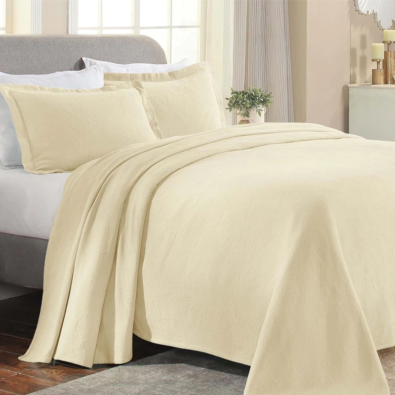 Superior Bedspread, Cotton, Ivory, Twin