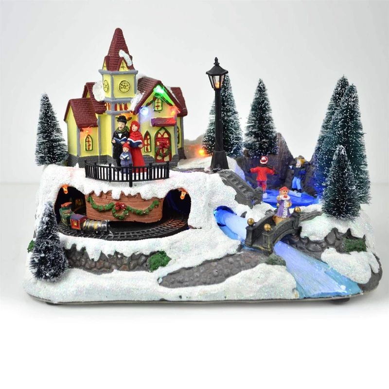 SHATCHI Big Christmas LED Musical Light Up Sculpture Nativity Set Xmas Home Decorations