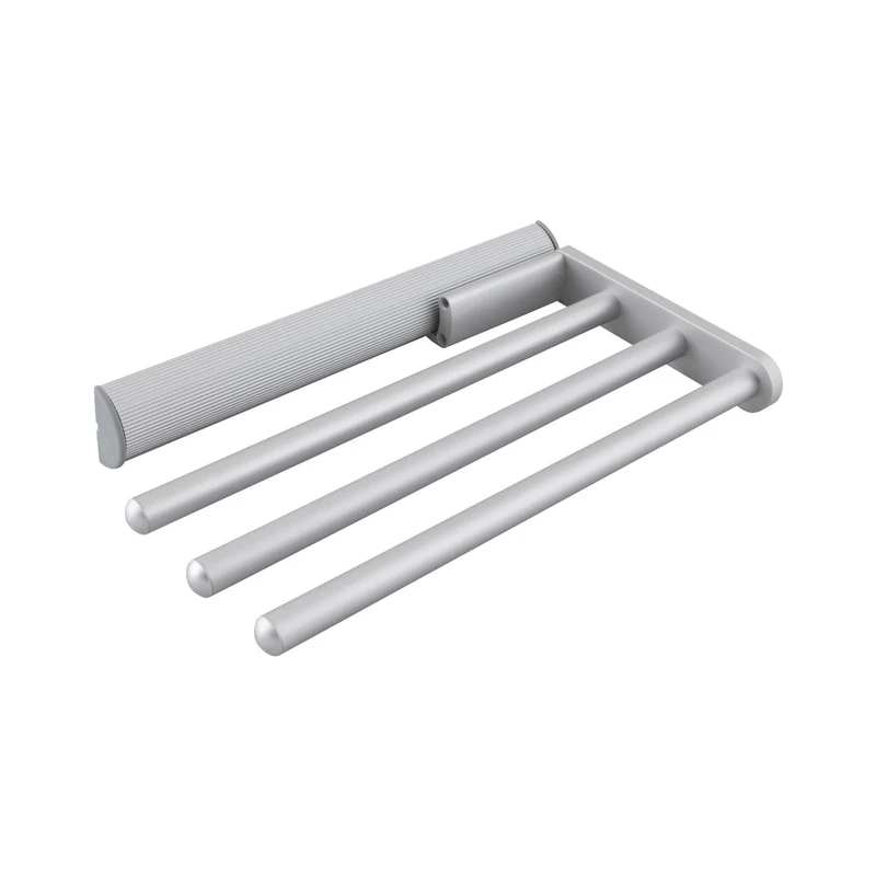 OBF Grimme Eris 03 0423 47 Natural Anodised Tea Towel Holder (Towel Rail) Extendible 3-Arms for the Kitchen, ET 465 mm Aluminium, Length 443 mm