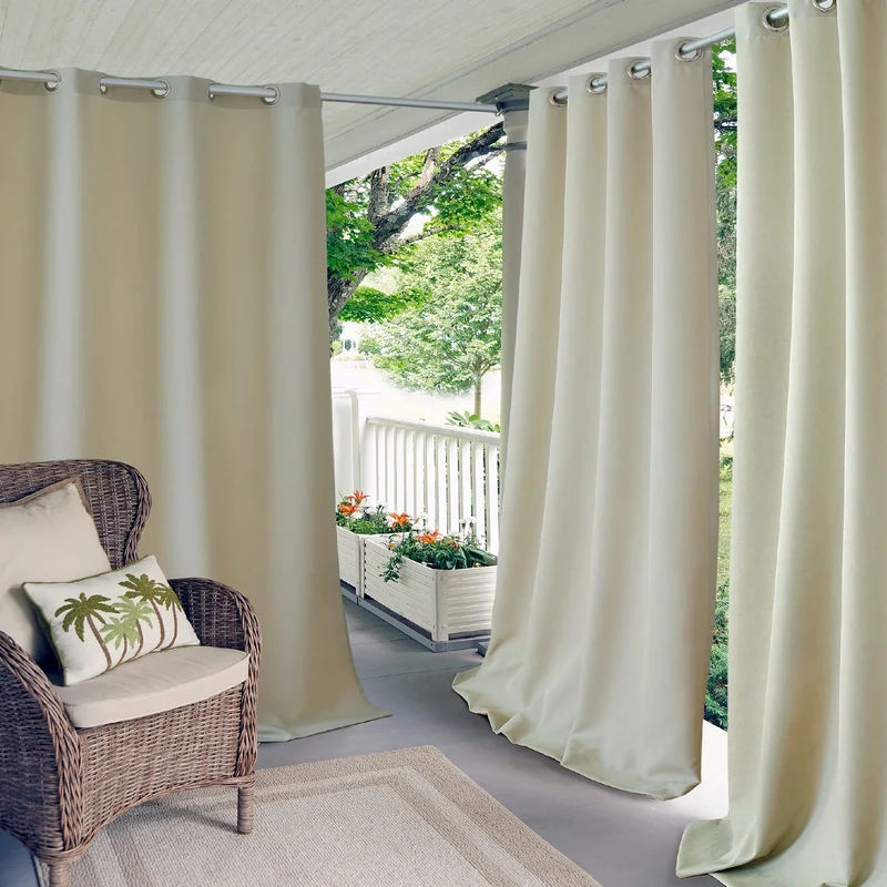Elrene Home Fashions Connor Solid Indoor and Outdoor Curtain for Patios, Porches, Decks, and More, (Taupe), (52X108), Polyester, 52 in x 108 in (1 panel)