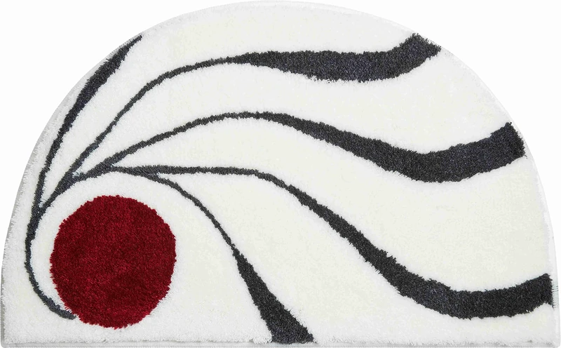 Grund Designer Bath Mat COLANI, Ultra Soft and Absorbent, Anti Slip, 5 Years Warranty, Colani 18, Bath Mat 50x80 cm Half-Circle, White