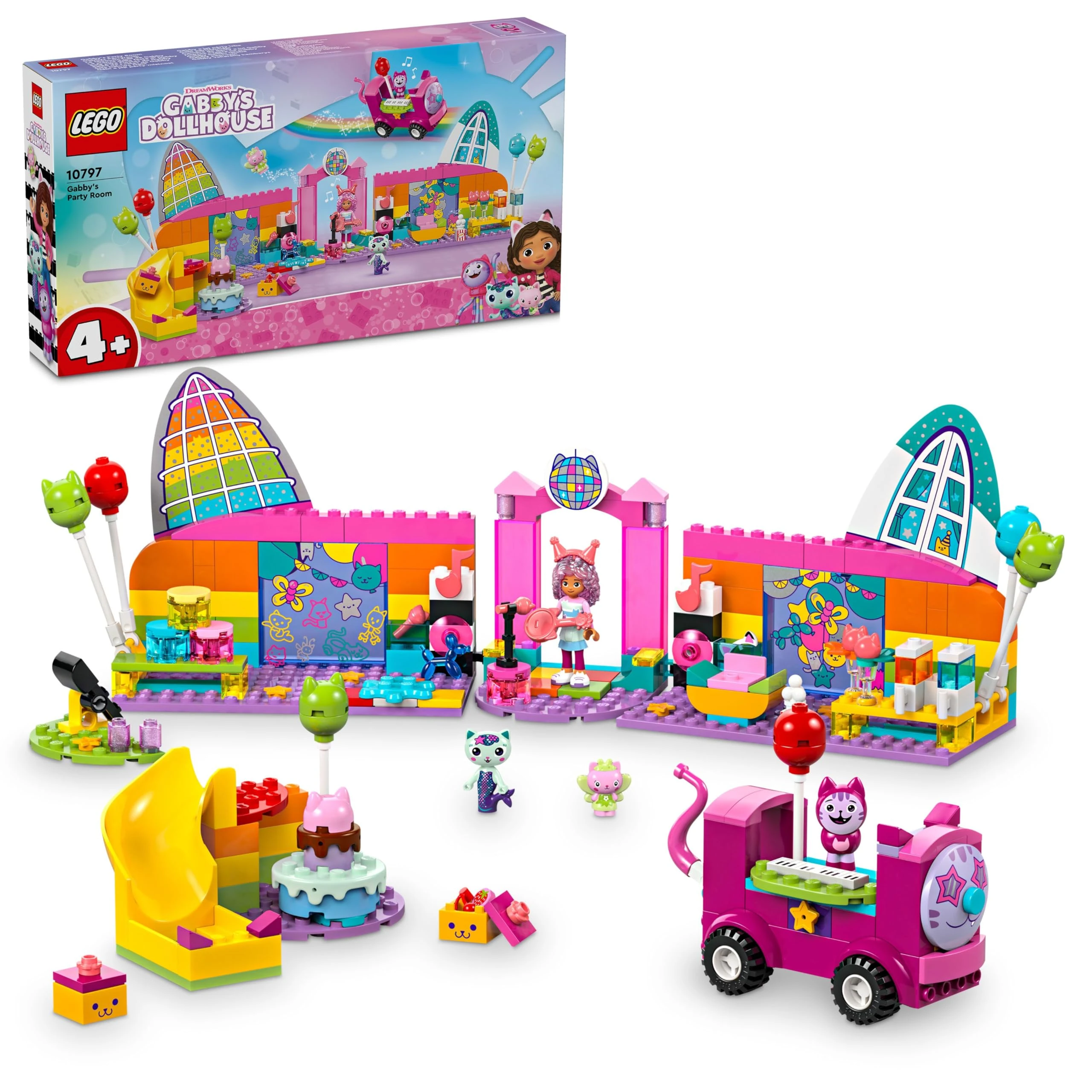 LEGO Gabby’s Dollhouse Gabby’s Party Room Disco Playset for Kids, DJ Entertainment Toy with Slide and Animal Figures, Creative Role Play Gift for 4 Plus Year Old Girls & Boys 10797