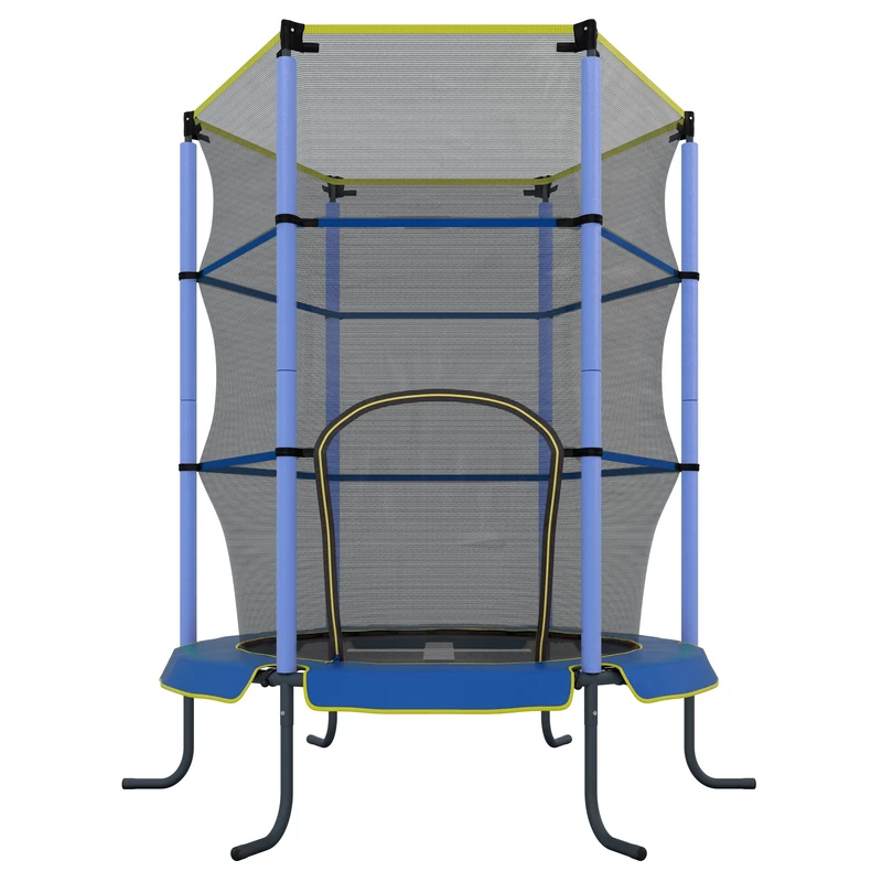 Ultrasport Kids Indoor Trampoline Jumper 140 Cm, Fun and Fitness Trampoline for Kids Aged 3, Safe with Net and Edge Cover, Blue